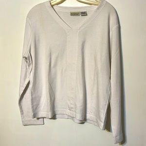 White stag, large white V-neck blouse